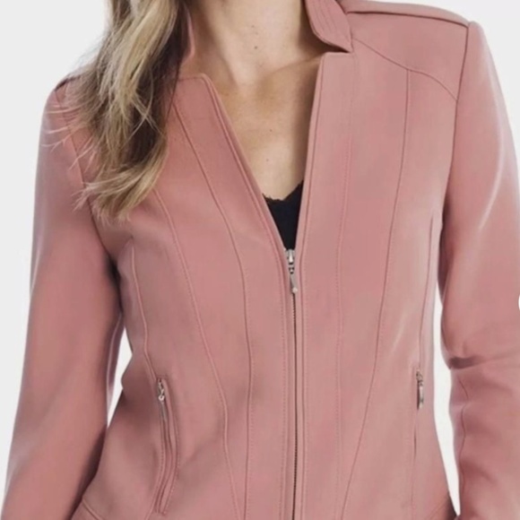 WHBM Long Sleeve Crop Moto Style Jacket in Winter Bloom sz 8 NWT - Picture 1 of 7